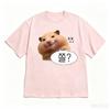 Unisex Korean Streetwear Tshirt Cute Fluffy Hamster Meme Hangul Text Graphic Vintage Tops Y2k Casual Short Sleeve Daily Wear