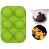 Round Silicone 6 Holes Semi-Sphere Non Stick Mold Cake Baking Mould Green