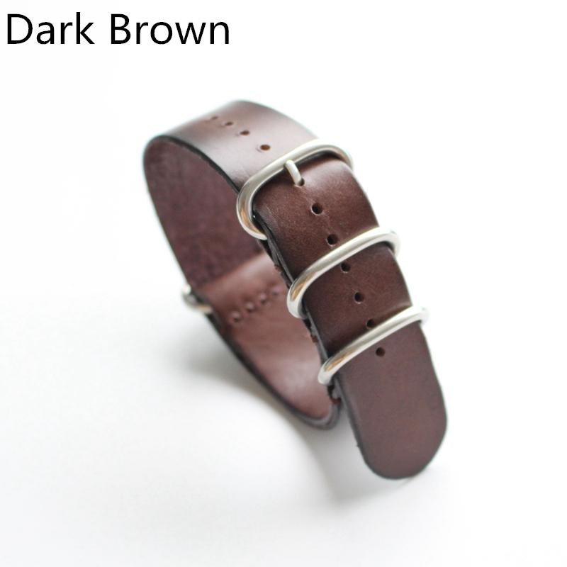 MERJUST 18MM 20MM 22MM 24MM Strap Oil Genuine Leather Black Brown Khaki Watch Band Zulu Wristband For DW Timex
