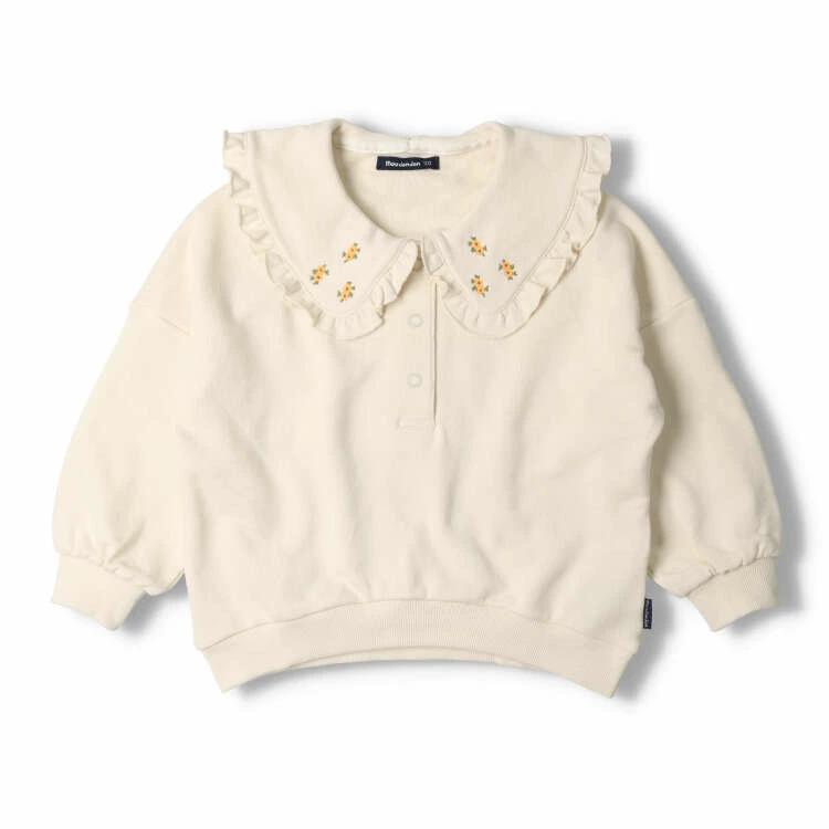 【子供服】 moujonjon (ムージョンジョン) お花刺繍ビッグカラー裏毛トレーナー 80cm-140cm M60600