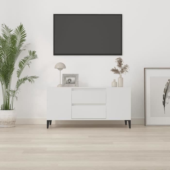 VidaXL Meuble TV Blanc 102x44,5x50 cm Bois d'ingénierie 819604