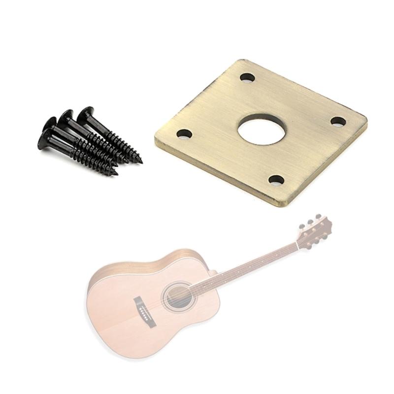 Square Jackplate Flat Bottom Metal Square Jacks Plate with Screws Electric Guitar Accessories Easy to Install