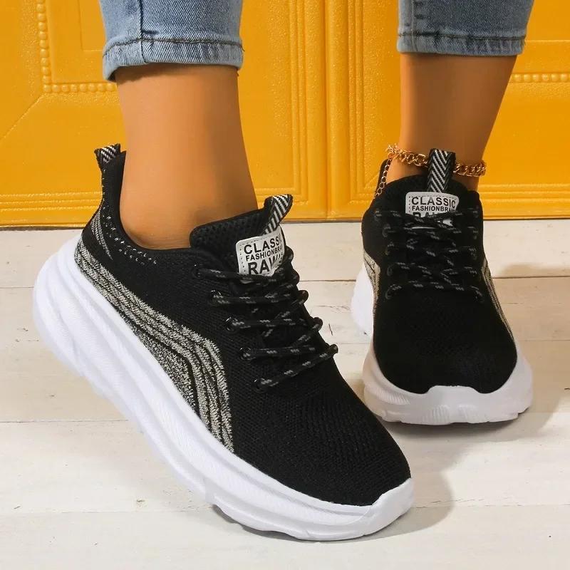 Women's Shoes On Sale 2024 New Mesh Women's Vulcanized Shoes Breathable Women Sneakers Mixed Colors Lace Up Ladies Casual Shoes