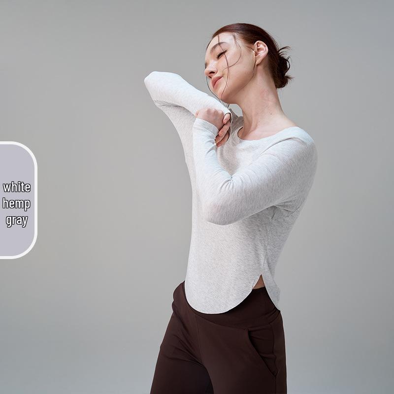 

Осенний женский топ с открытыми плечами, свободный, из модала, для йоги – повседневная спортивная одежда с длинным рукавом S/M