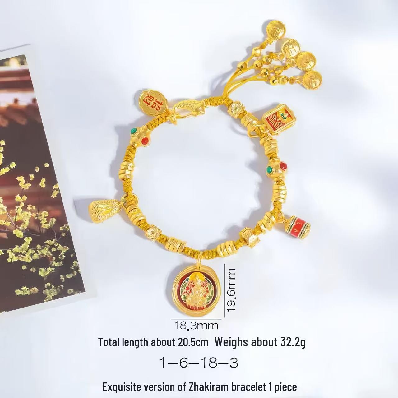 

Роскошный браслет богини богатства Захирам из песочного золота - Женский, в китайском стиле, символизирующий удачу и процветание