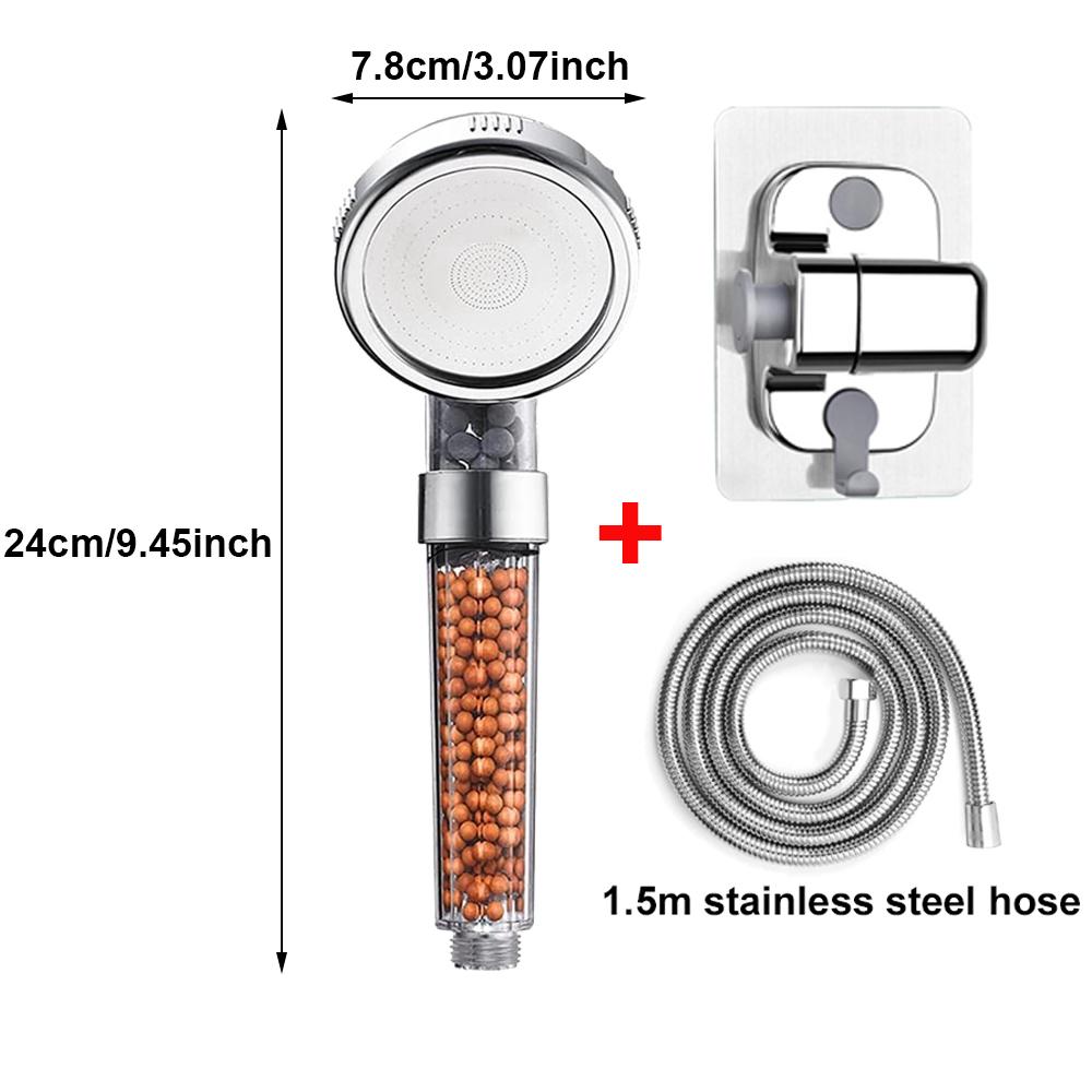 1-3Pcs Filtered Shower Head Bathroom ABS High Pressure Water Saving Spray Handheld Clear Showerheads with Filter Beads