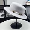 Celebrity Style Australian Wool Material Gray Brimmed Top Hat Women's Autumn and Winter Temperament Elegant Versatile Basin Hat Flat Top Hat