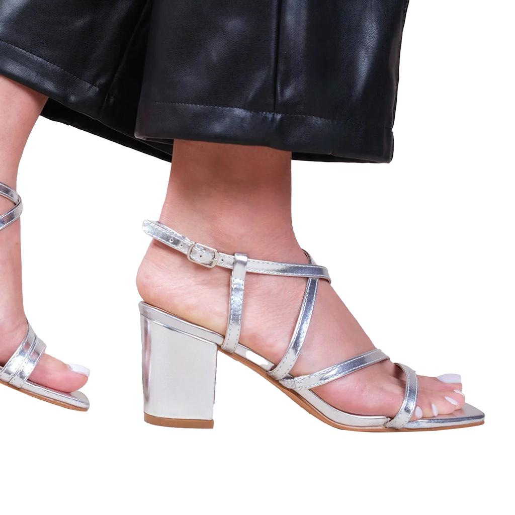 Where's That From Womens/Ladies Sidra Crossover Strap Wide Medium Block Heel Sandals