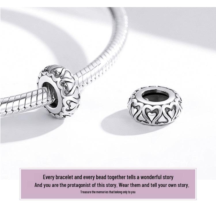Silver Ziyun Heart-Shaped Lace Silicone Spacer Beads SCC1949