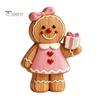Unique Holiday Tabletop Gifts Christmas Gingerbread Man Ornament, Hand Painted Vintage Wooden Retro Style Ornaments Figurine, Rustic Decor for