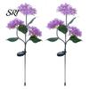 Solar Powered Garden Lamps 3-Head Hydrangea Flower Light with Colorful LEDs Waterproof Outdoor Stake Lights Lamp for Yard Patio Walkway Energy-Saving
