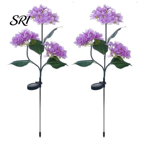 Solar Powered Garden Lamps 3-Head Hydrangea Flower Light with Colorful LEDs Waterproof Outdoor Stake Lights Lamp for Yard Patio Walkway Energy-Saving
