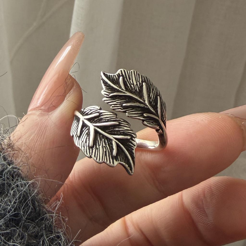 Xiaomi 925 Sterling Silver Rings for Women Couple Minimalist Handmade Simple Retro Leaf Ring Fine Jewelry Gift Prevent Allergy