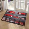 Fire Truck Themed Polyester Carpet Chair Mat,Crystal Velvet Soft Living Room Rug,Washable Outdoor Patio Kitchen Bedroom Floor Mat