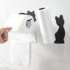 Katzförmiger Taschentuchhalter aus Edelstahl, Selbstklebender Badezimmer- und Küchenorganisator, Platzsparender Toilettenpapierhalter