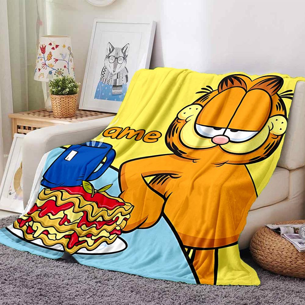 Custom Name Garfield's Quick Meal flannel Blanket for Super Soft Cute Comfort Blanket for Travel Bedding Couch Sofa Blanket