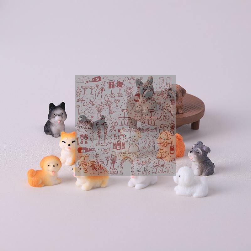 2pcs Dollhouse Cute Puppy Dog Model Kawaii Mini Animal 1:12 Figurine Miniature Resin Keychain DIY Landscape Scene Decor Ornamen