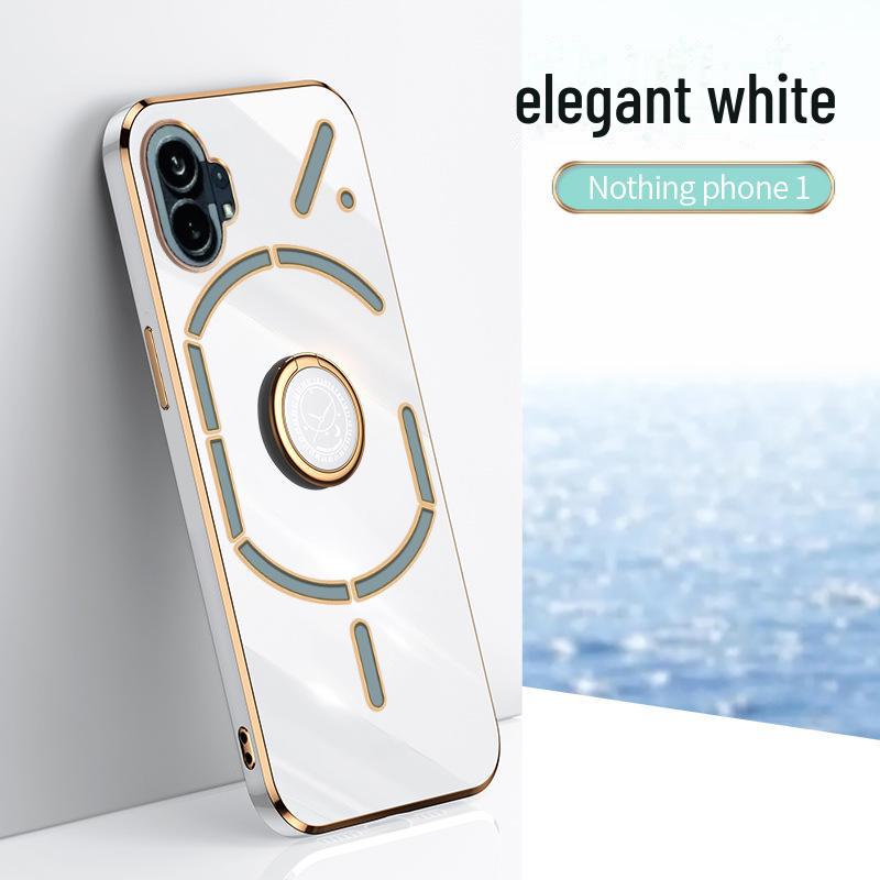 Elektropokovený silikonový kryt proti pádu pro Nothing Phone1 s rovnými hranami a kruhovým stojánkem