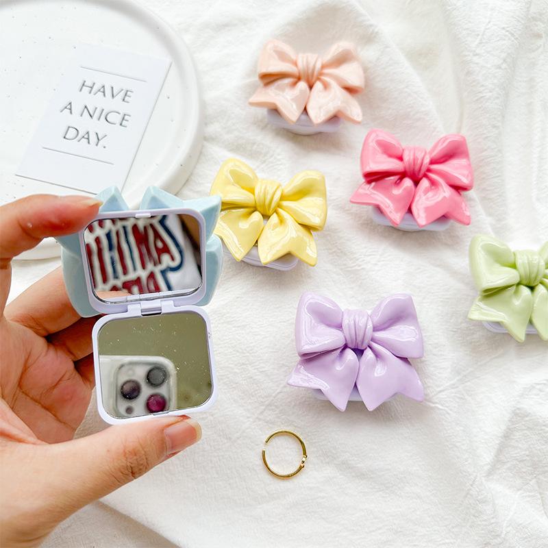 Solid Color Three-Dimensional Bow Wind Mobile Phone Case Mirror Sticker Desktop Airbag Bracket Back Sticker Retractable Small Fresh