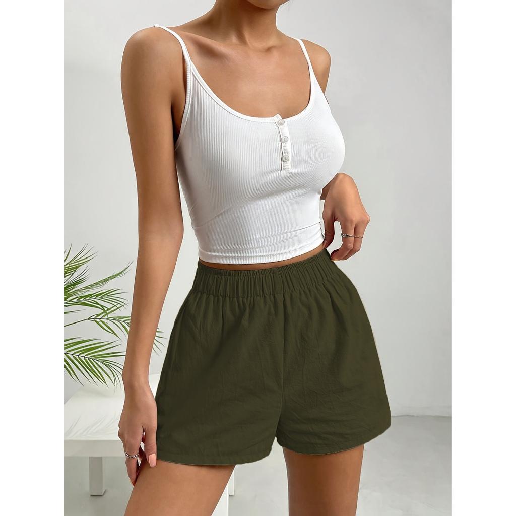 Women's Solid Color Loose Casual Fashion Shorts, Summer Streetwear for European & American Markets