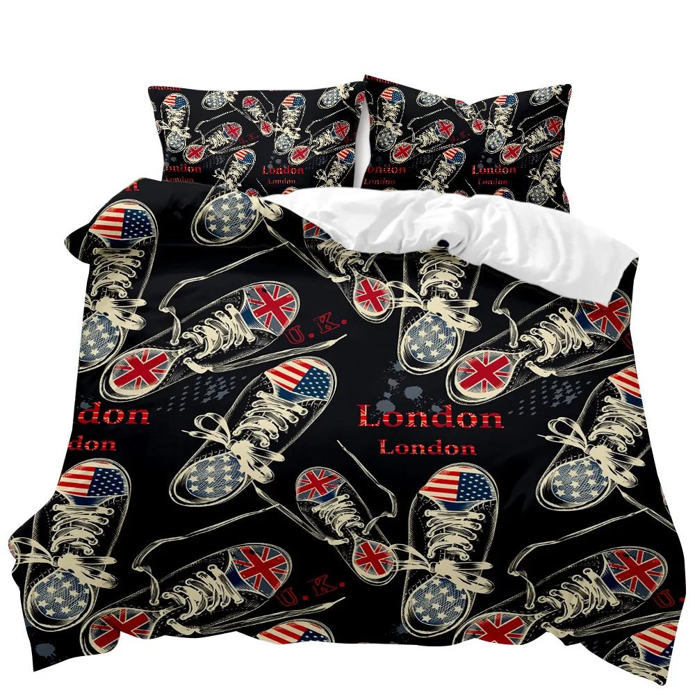 Urban Trend Duvet Cover Set London Canvas Shoes For Kids Teens Twin Bedding Set Double Queen King Size Polyester Quilt Cover