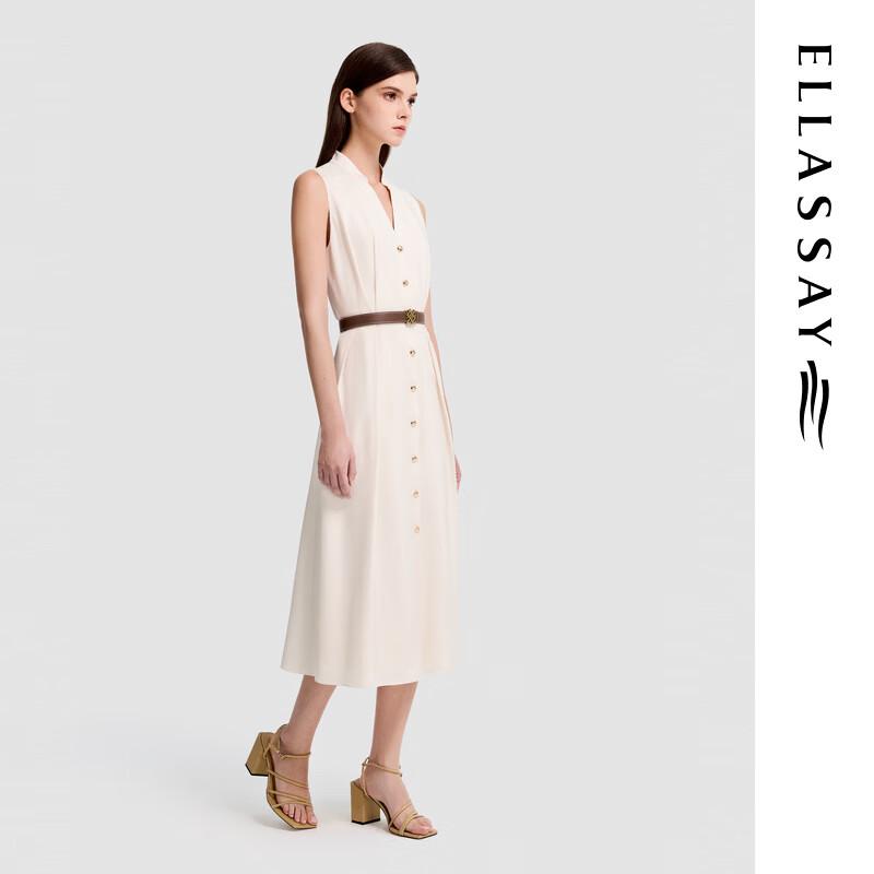 ELLASSAY Women's Summer Acetate Sleeveless V-Neck Midi Dress