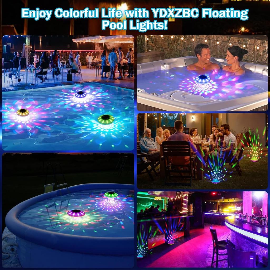 Floating Pool Lights, Pool Lights That Float with Remote, Rechargeable 4000mAh IP68 Waterproof Upper and Lower Color Changing Light with 6 Dynamic