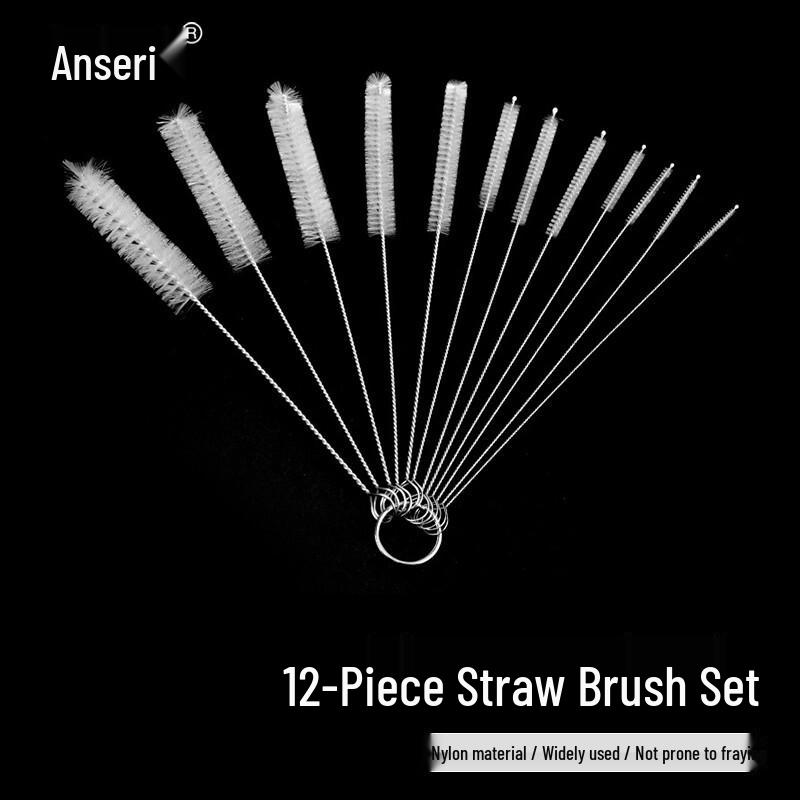 Ansai Rui 12-Piece Straw and Tube Cleaning Brush Set