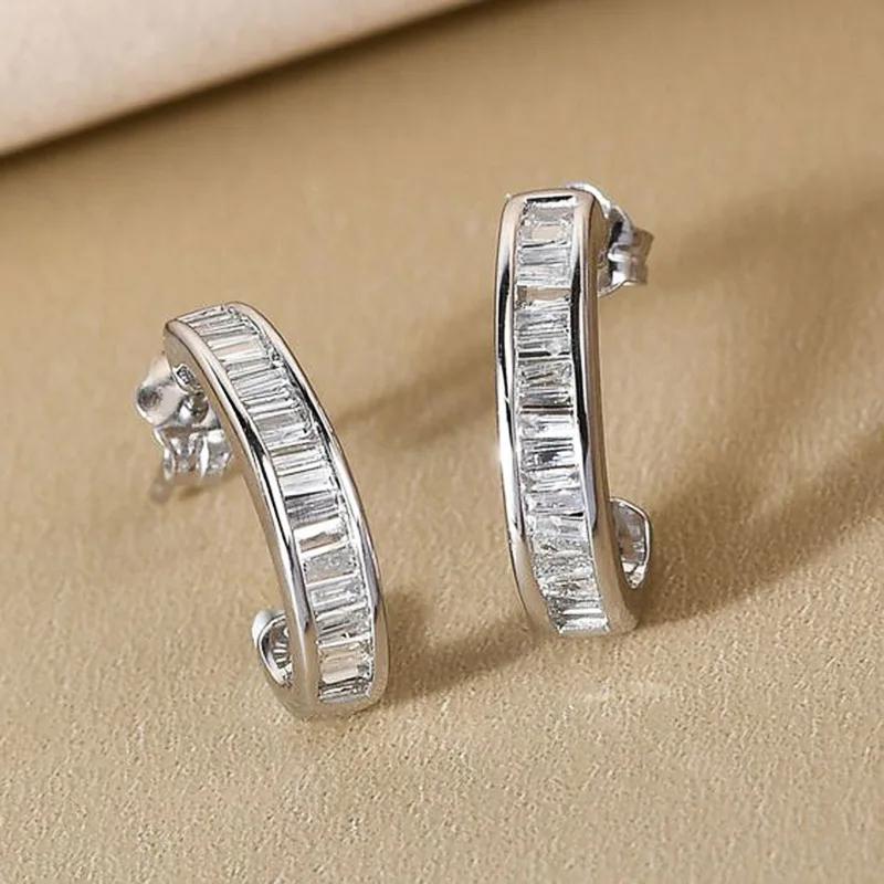 2026 New High End Simple Geometric C-shaped Earrings for Women s Fashion Daily Matching with Inlaid Zircon Fashion Accessories