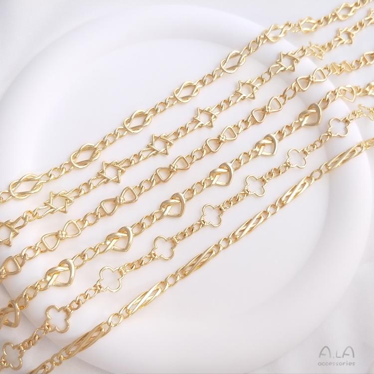 

14K Gold-Filled Bow Clover Starburst Chain for DIY Jewelry - Bracelet & Necklace