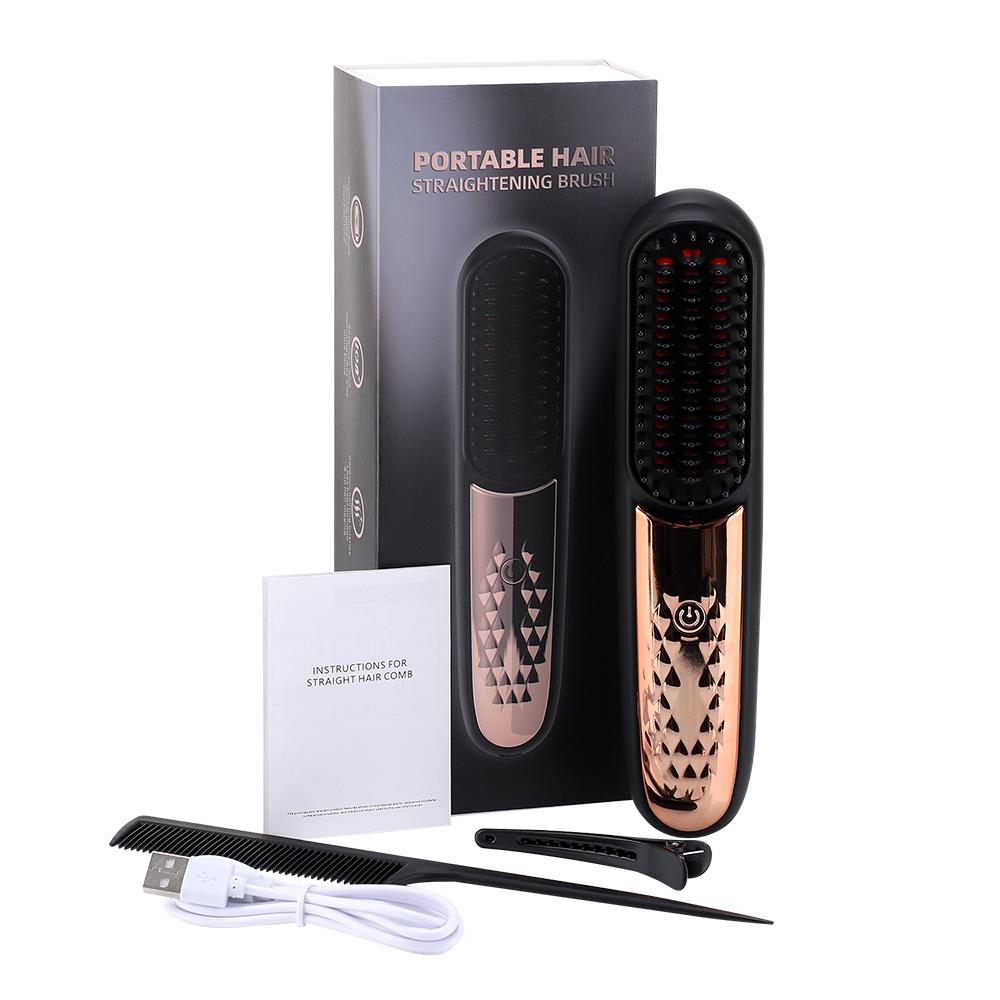 

Беспроводной выпрямитель для волос, горячая расческа с подогревом, профессиональная электрическая щетка для разглаживания волос, утюжок с отрицательными ионами, питание, уход за волосами золотой