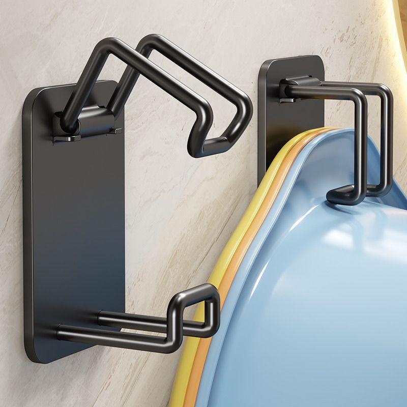 No punching foldable washbasin hook toilet washbasin rack bathroom basin storage washbasin rack hanging basin foldable washbasin hook [1 pack]