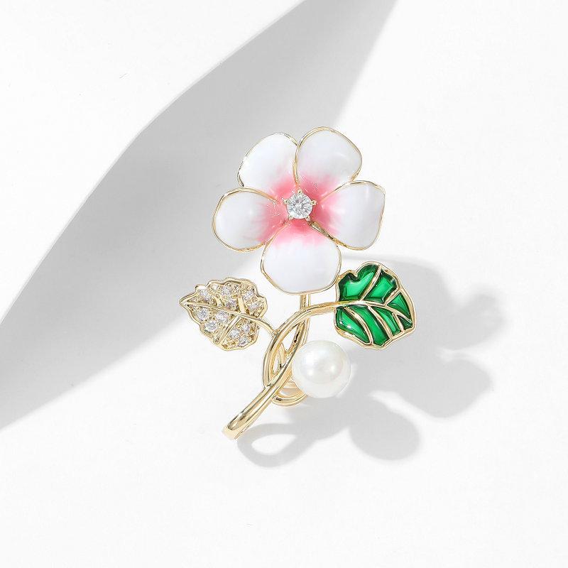 Literary And Fresh Oil Dripping Flower Small Brooch Women'S Cardigan Anti-Light Fixed Clothes Pin Versatile Corsage Tide