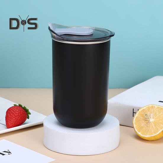 Water Cup 300ml Ergonomic Milk Cup Comfortable Grip Double-Layer Coffee Cup Tooth Brushing Cup Mouthwash Cup Multifunctional Mixing Cup