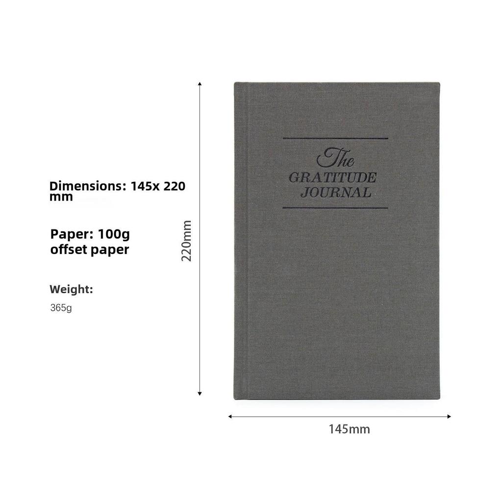Gold Stamped Linen Gratitude Journal - anglická verze, kompaktní 5minutový deník