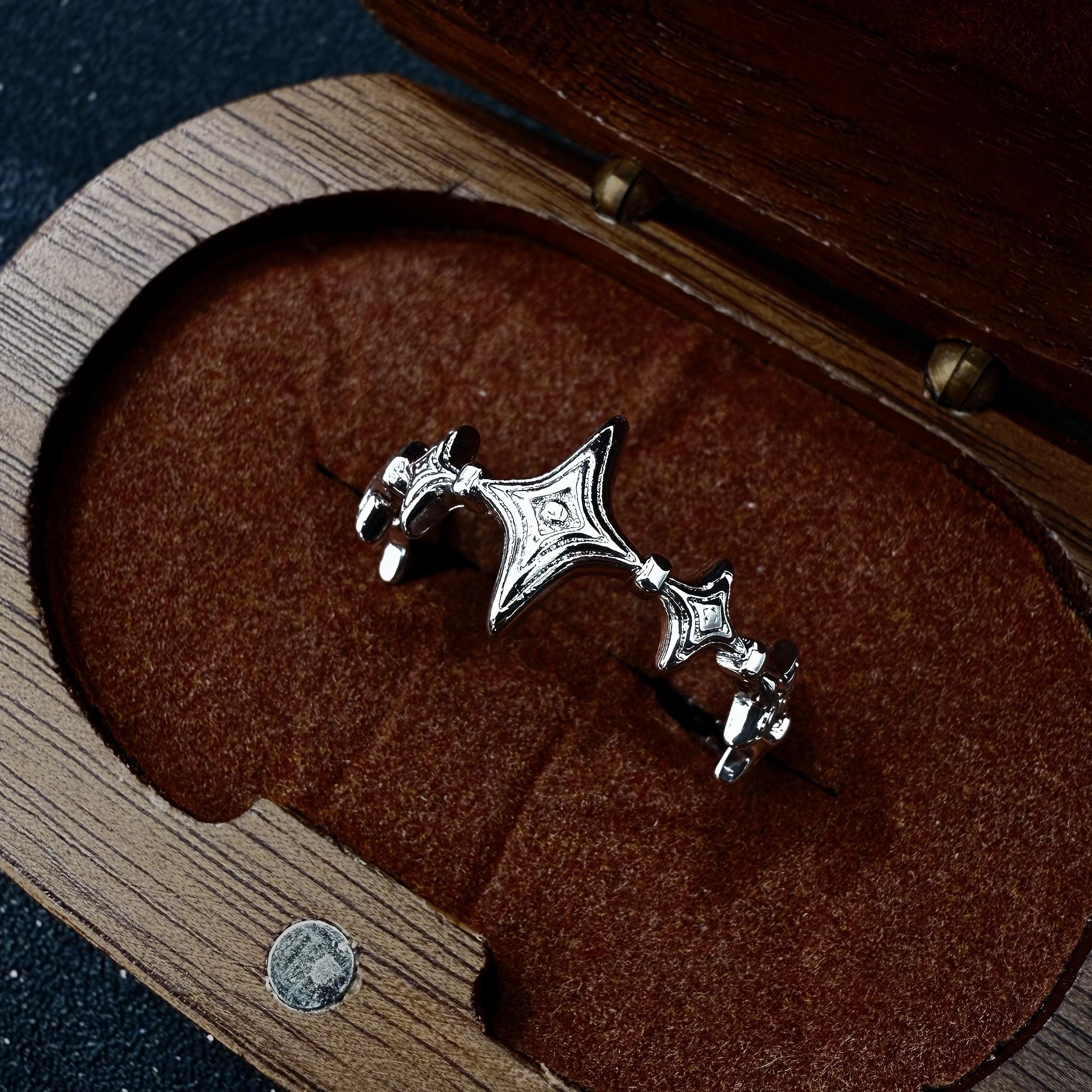 

Retro Twinkle Stars Adjustable Open Ring For Women Silver-plated Copper Gothic Punk Edgy Trendy Accessories Gift for Her 5-9