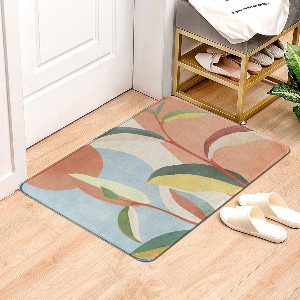 Green Plant Rainforest Leaf Carpet Living Room Carpet Hallway Balcony Doormat Kitchen Bathroom Non-slip Floor Mat Bedroom Rug