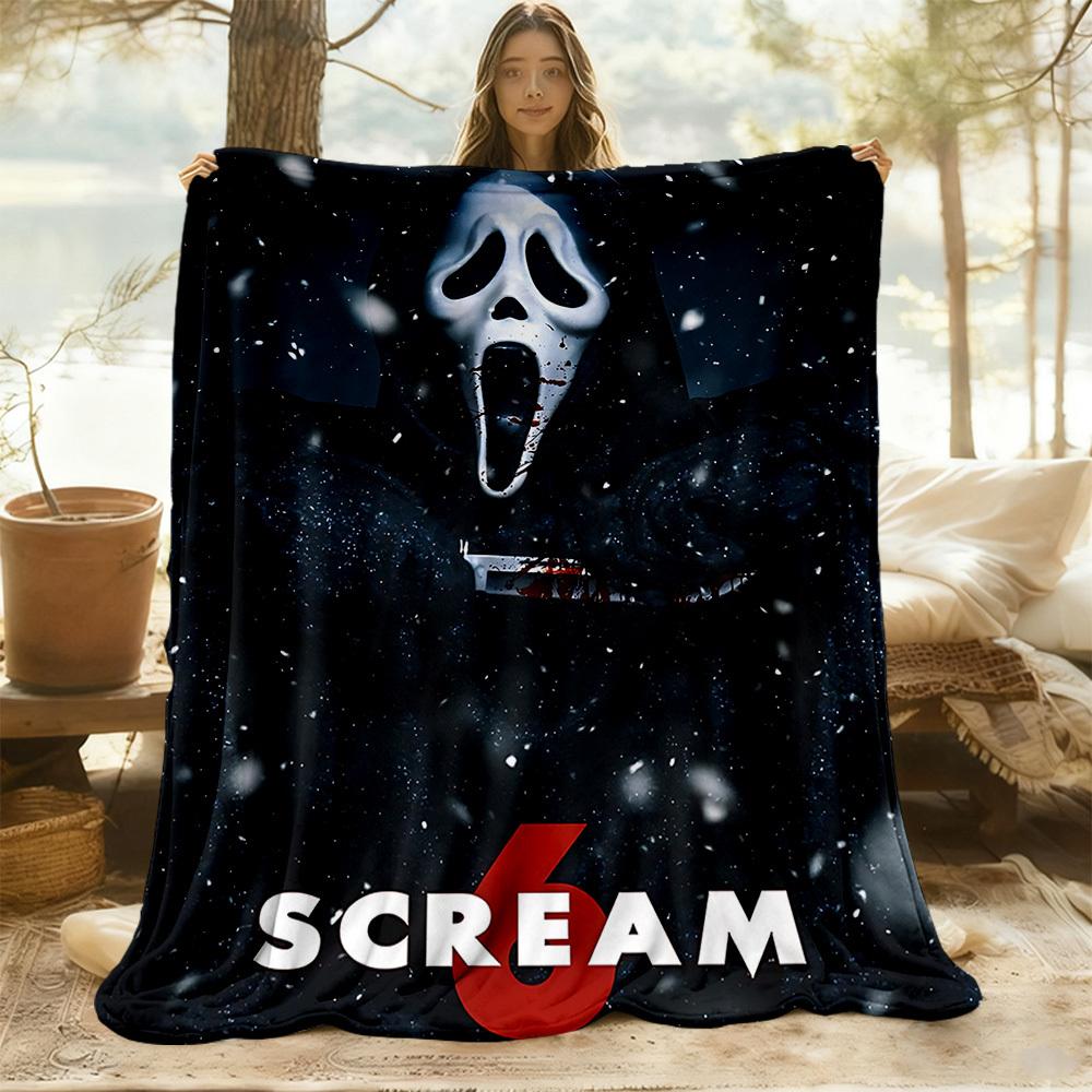 1 Stück ScreamHorror Outdoor-Decke, leichte Flanelldecke, weich & warm, Ganzjahresnutzung für Sofa, Außenbereich, Camping, Wohnzimmer, Büro, Stuhl
