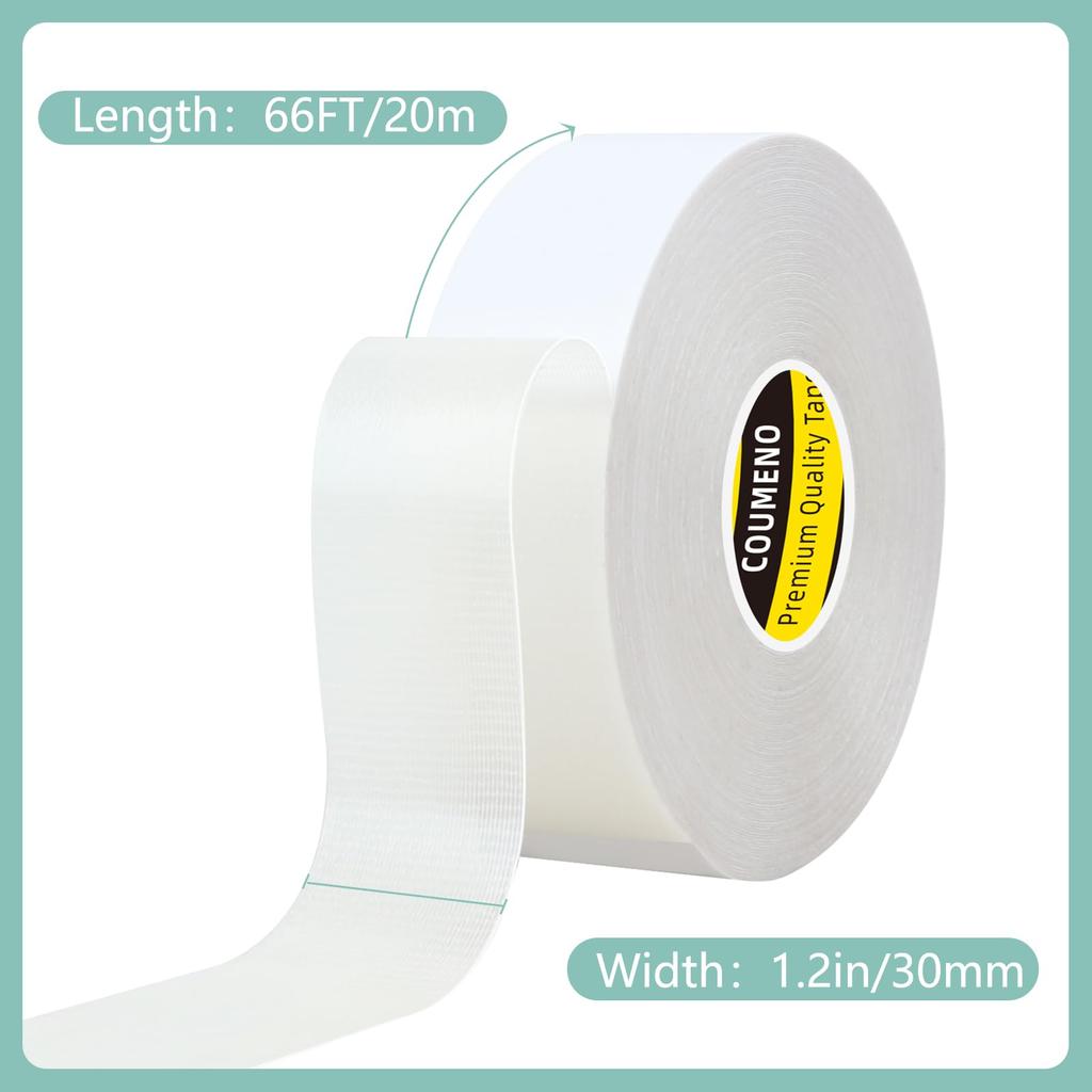COUMNO Double Sided Tape Strong Tape Removable Carpet Tape No Residue Length 66.8 ft