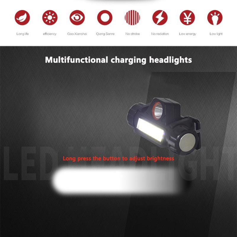 Dobíjecí Cob Led USB čelovka Silný magnetický výkonný světlomet Super jasná vodotěsná čelová svítilna pro venkovní rybaření