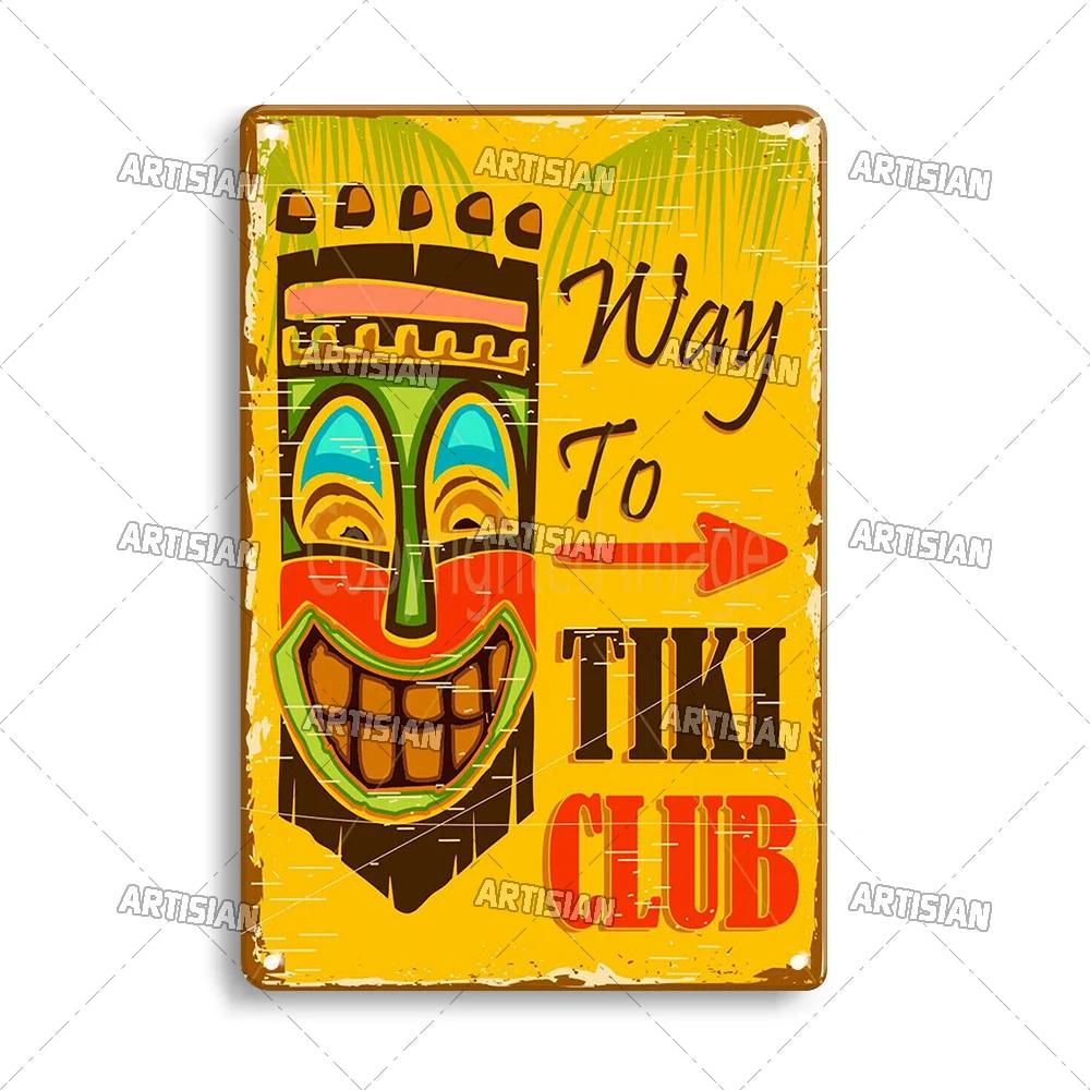 RetroTikiBarSign Retro Tiki Bar Metal Tin Sign - Vintage Hawaii Decorative Plate, Home/Garage/Cafe Wall Plaque