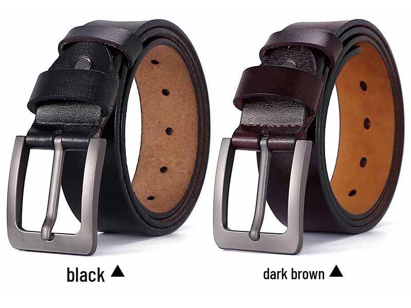Men's Retro Pin Buckle Leather Belt - Genuine Cowhide, Plus Size
