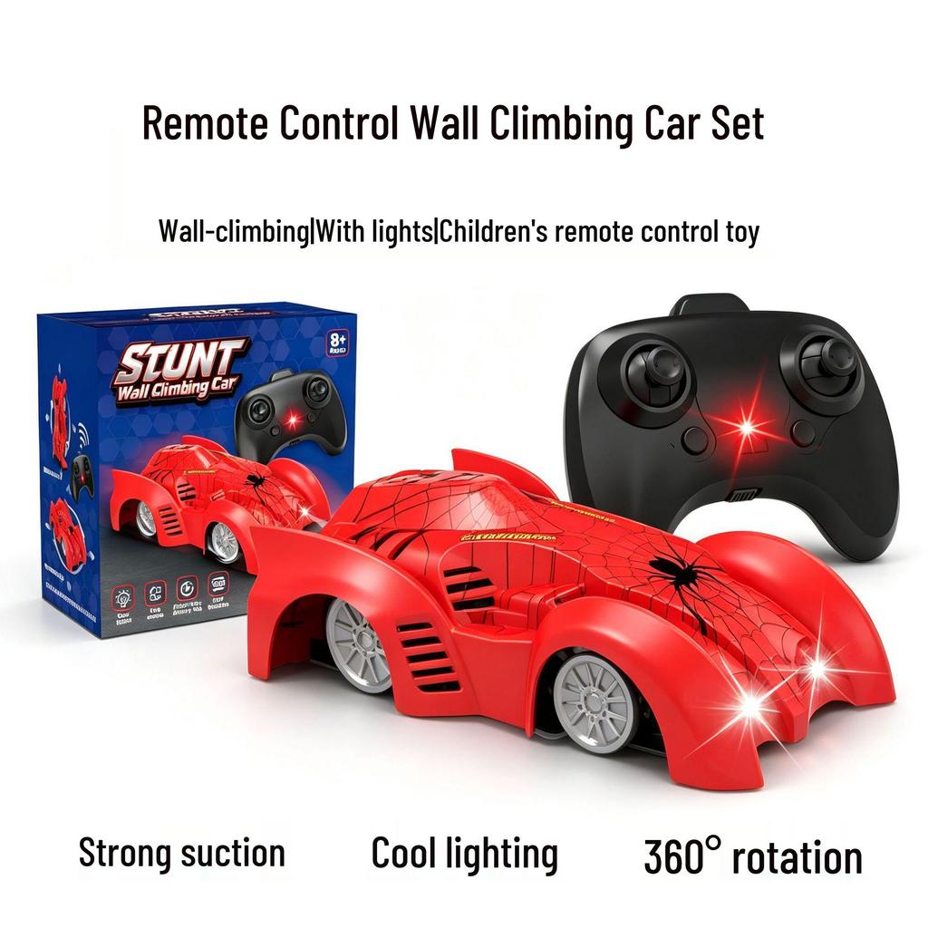 Remote Control Wall-Climbing Drift Car with Lights - Rotating Competition Toy for Kids