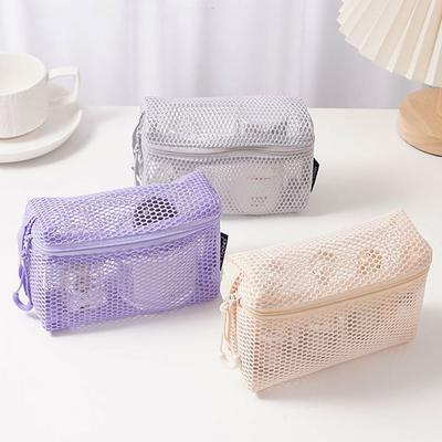 Casual Nylon Storage Pouch With Zipper Hand-held Cosmetic Bag Multipurpose Mesh Mesh Pouch Travel