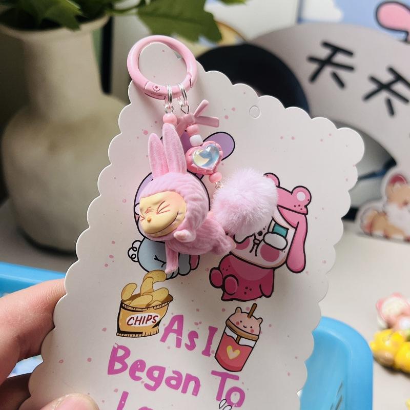 Flocking Mini Yoga Keychain Doll Bag Pendant Cute Schoolbag Gift Hanging Keychain