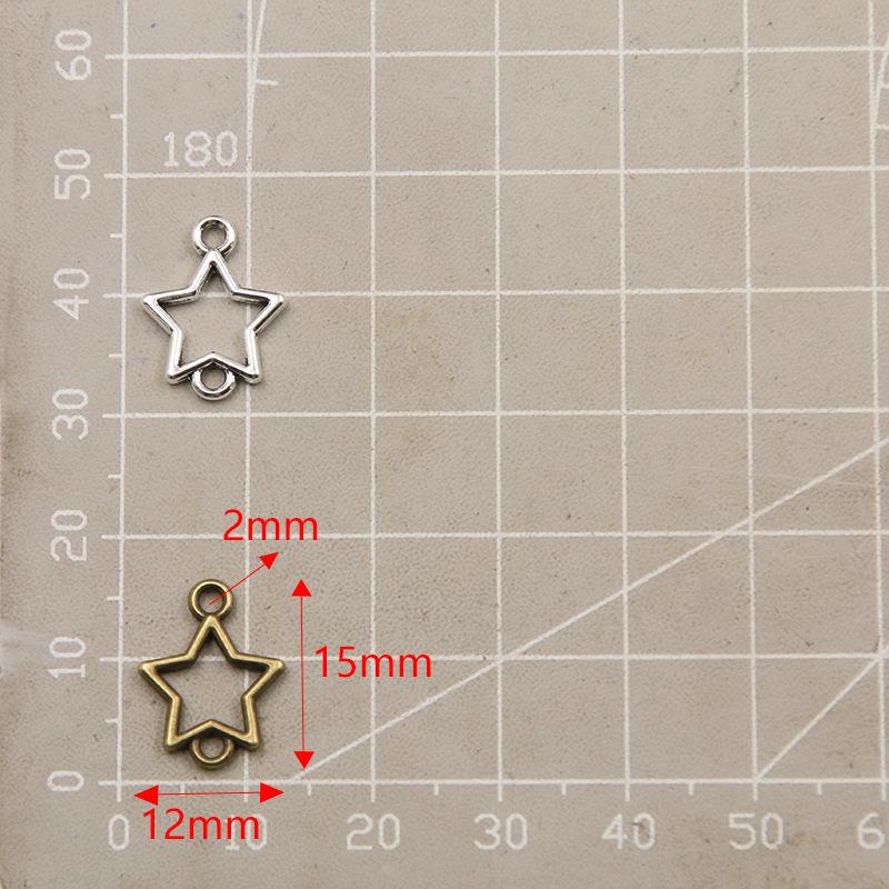 12x15mm Stop Retro Pusty Łącznik Gwiazda do DIY Biżuterii - Dostępny w 2 Kolorach