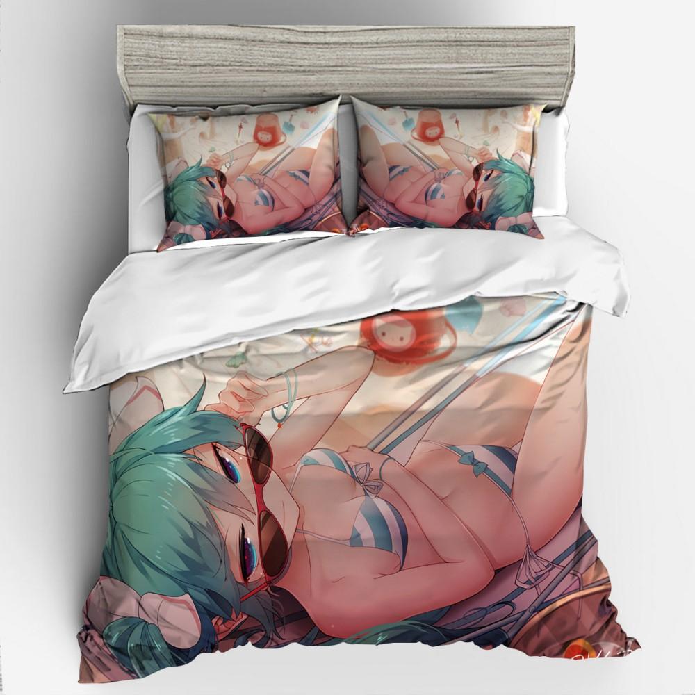 3D Digital Printing Animation Series Hatsune Quilt Cover Three-Piece Set Thickened