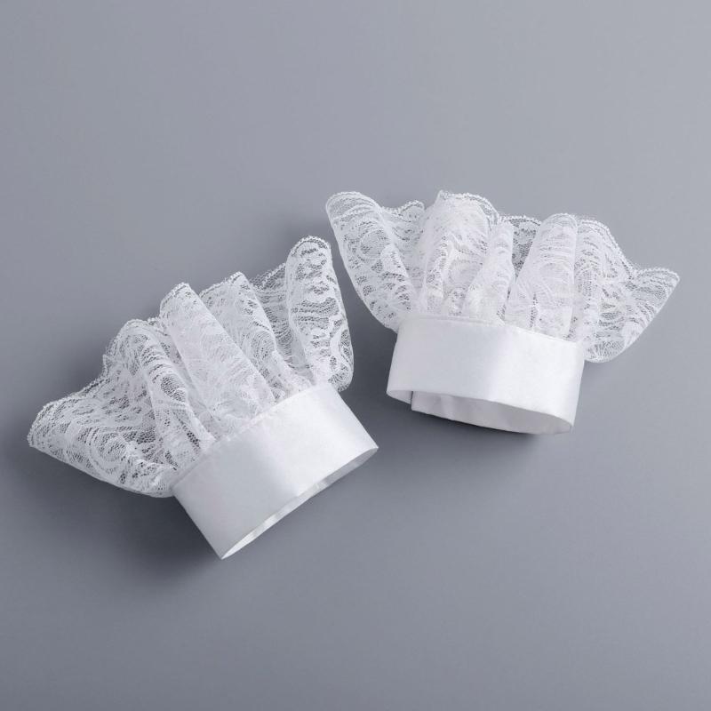 Lace Ruff Collar Wrist Cuffs for Girls Renaissance Victorian Play Medieval Cosplay Victorian Ruffled Lace Cosplay
