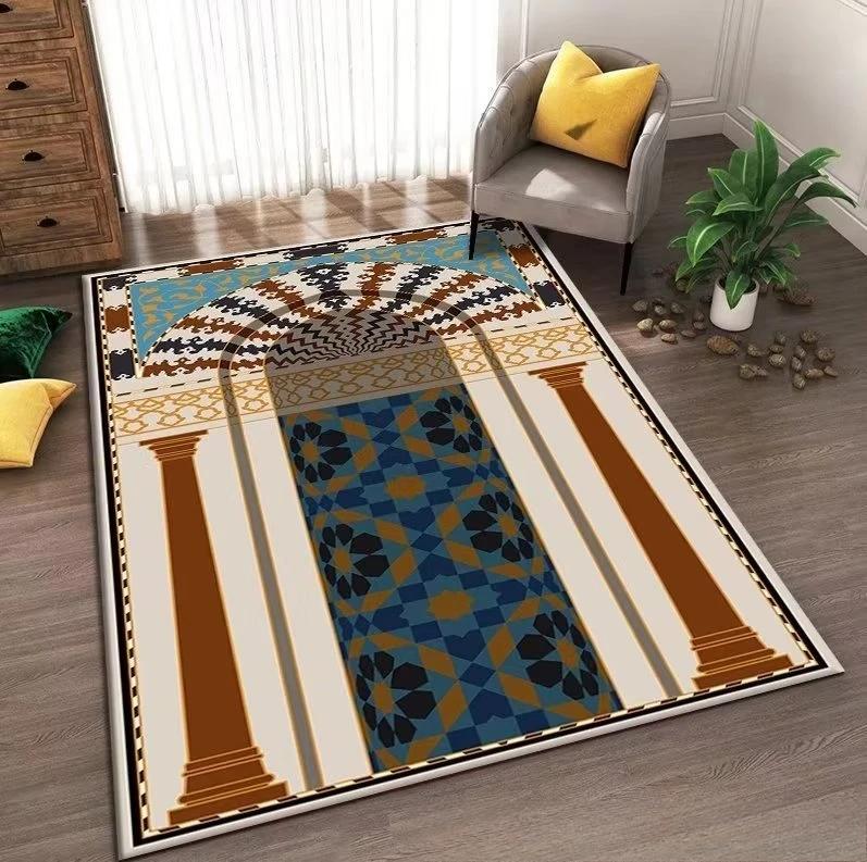 Islam Muslim Prayer Mat Living Room Decor Anti-slip Carpets Bedroom Bedside Soft Rug Entrance Doormat Machine Washable Carpet