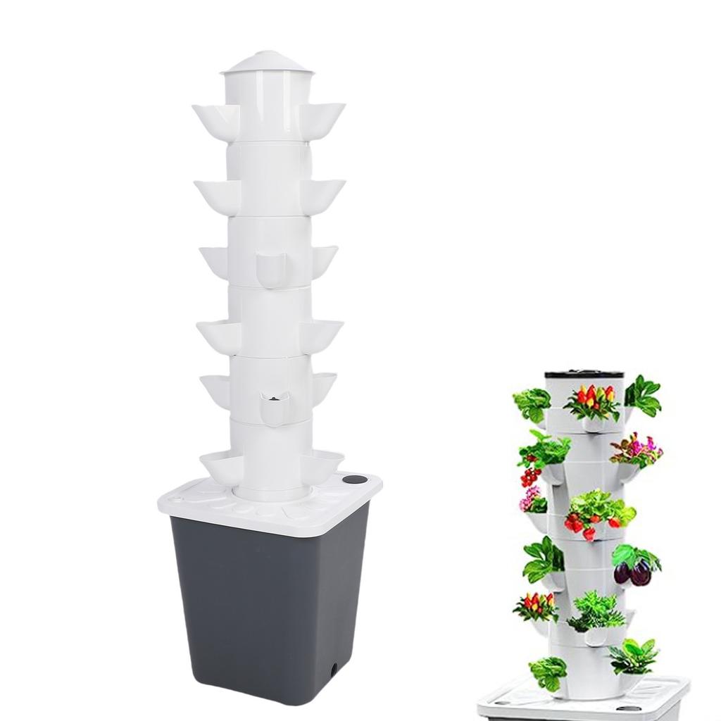 Vertical Hydroponic Growing System Space Saving 18 Hole Hydroponic Tower with 10L Watertank for Home